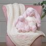 Personalised Blanket And Bashful Bunny In Pink/Cream, thumbnail 4 of 7