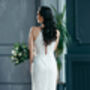 White Sequin Midi Wedding Dress With Deep Plunge And Open Back, thumbnail 8 of 12