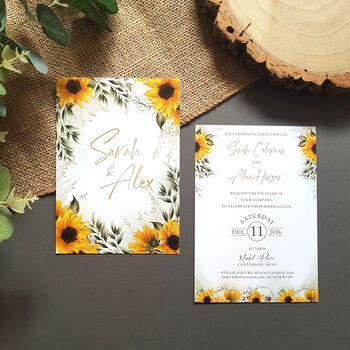 Sunflower Wedding Invitation Sample, 3 of 10