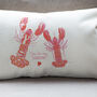 Romantic Lobster Personalised Rectangular Cushion, thumbnail 2 of 3