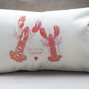 Romantic Lobster Personalised Rectangular Cushion, 2 of 3