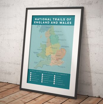 Hiking Trails Of England And Wales Map Art Print, 5 of 7