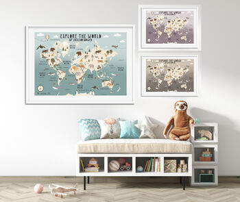 Personalised Animal World Map Print, 2 of 5