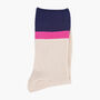 Glitter Mid Calf Ribbed Cotton Boot Socks Contrast Cuff Cream Navy, thumbnail 3 of 3