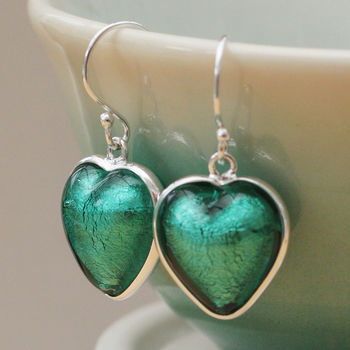 Heart Earrings In Silver And Murano Glass, 7 of 12