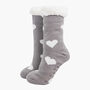 Women's Long Slipper Socks Grip Sole Hearts Grey, thumbnail 1 of 3