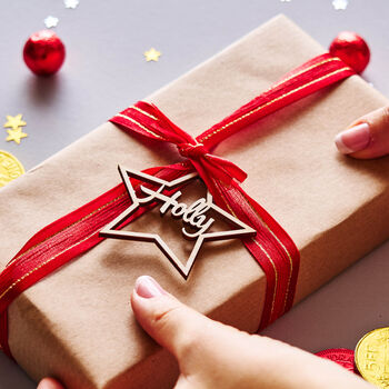 Wooden Star Personalised Gift Tag, 2 of 3