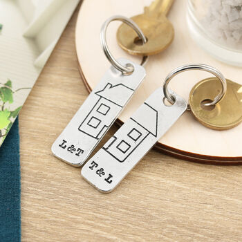 Couples New Home Gift Personalised Pair Of Keyrings, 2 of 5