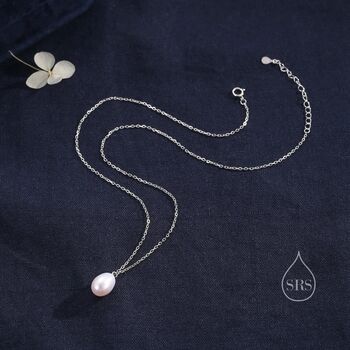 Natural Pearl Necklace In Sterling Silver, 4 of 10