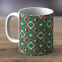 Green And White African Print Mug Fabric One, thumbnail 1 of 2