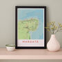Framed And Personalised Margate Kent Map Print, thumbnail 2 of 5