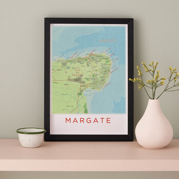 Framed And Personalised Margate Kent Map Print, 2 of 5