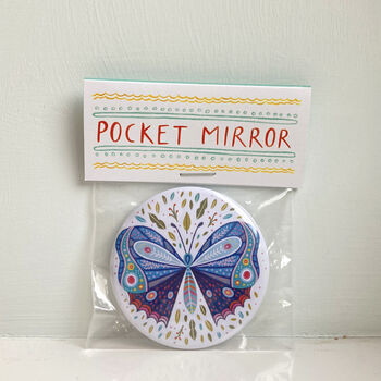 Blue Patterned Butterfly Pocket Mirror, 3 of 4