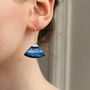 Indigo Blue Navy Enamel Wave Earrings, thumbnail 2 of 6
