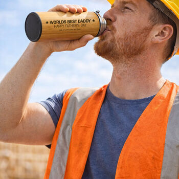 Personalised Star Bamboo Flask | Tea | Coffee | Father's Day | Dad | Grandad|, 2 of 7