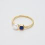 Square Lapis And Pearl 18k Gold Plated Ring, thumbnail 1 of 4