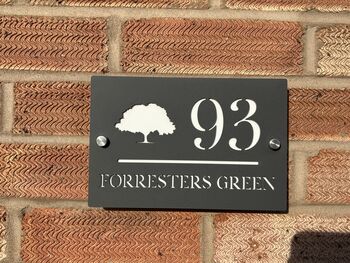 Personalised Silhouette Tree Design House Number Sign Acrylic, 7 of 11