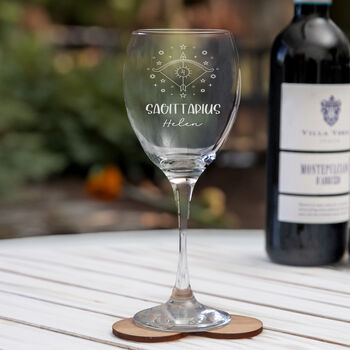 Engraved Zodiac Signs Design Wine Glass, 8 of 12