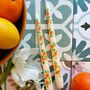 Hand Painted Pair Of Orange Blossom Taper Candles, thumbnail 1 of 7