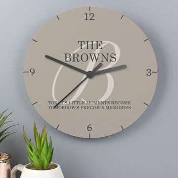 Personalised Family Initial Wooden Wall Clock, 5 of 5