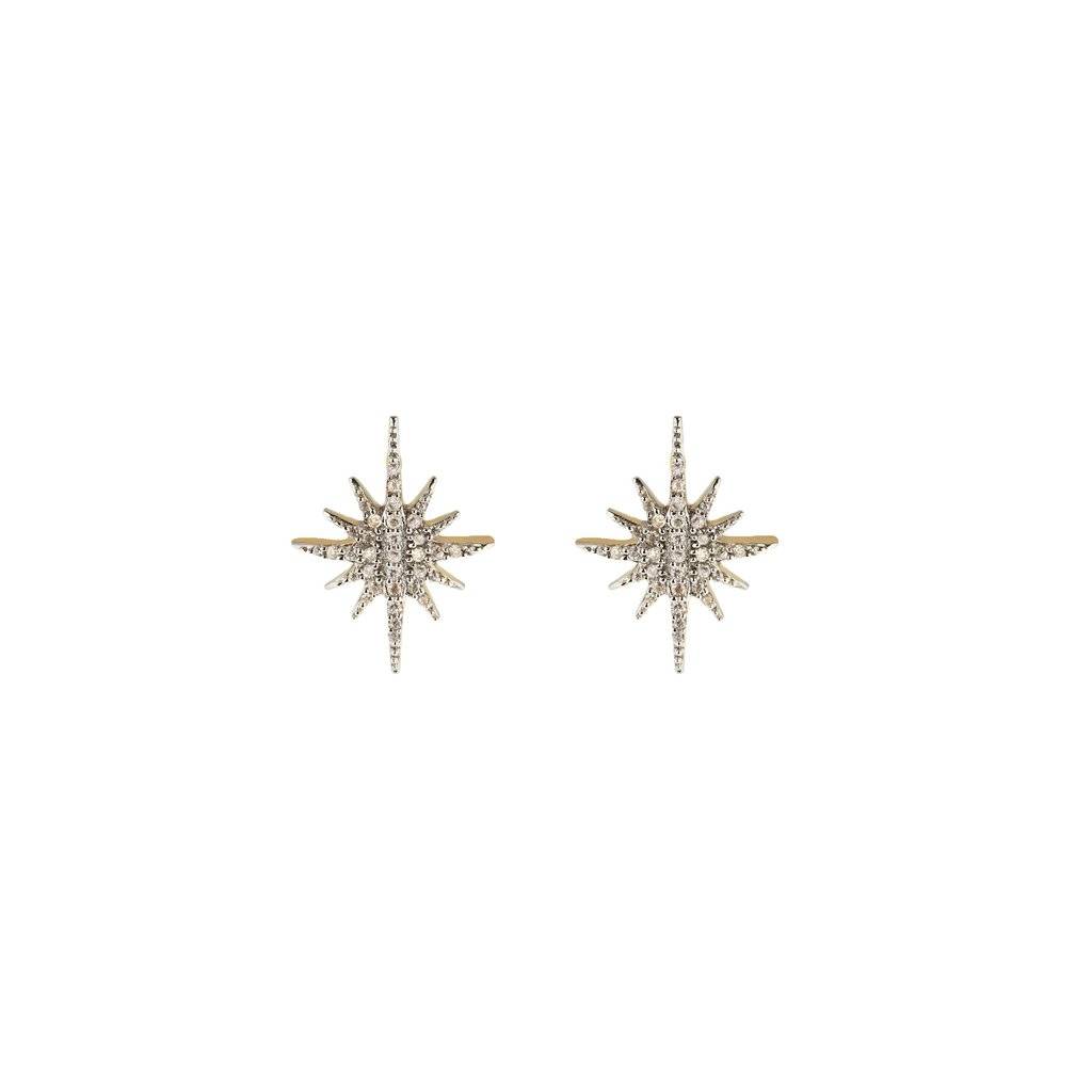14k gold vermeil diamond snowflake stud earrings by carrie elizabeth