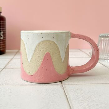 Handmade Ceramic Pink Wavy Mug, 2 of 5