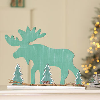 Scandi Moose Wooden Christmas Home Decoration, 4 of 8