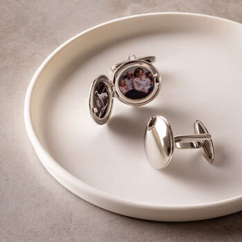 Engraved Locket Cufflinks For Father's Day, 4 of 5