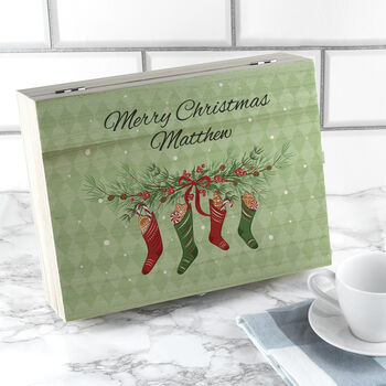 Personalised Christmas Stockings Vegan Snacks Box, 3 of 5