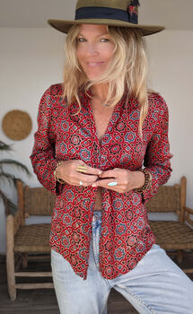 Ladies Elegant Shirt Blouse Scarlett Batik Medina, 11 of 12