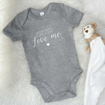 Auntie And Uncle Love Me Personalised Babygrow, 3 of 8