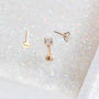 14 Carat Gold Solitaire, Threaded Labret Piercing, thumbnail 5 of 6