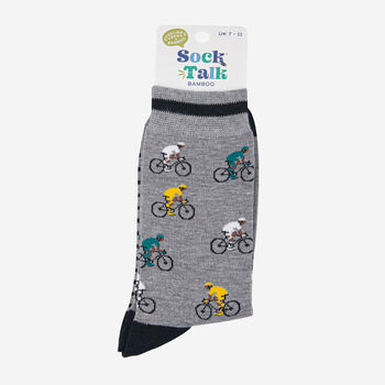 Men's Cycling Road Race Bamboo Socks Grey, 4 of 4
