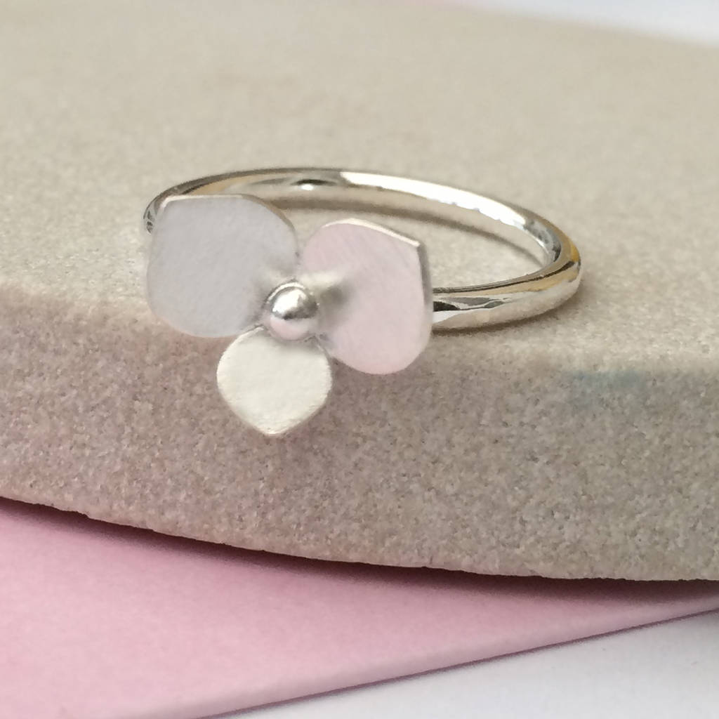 Silver Flower Petal Ring By a ring a day