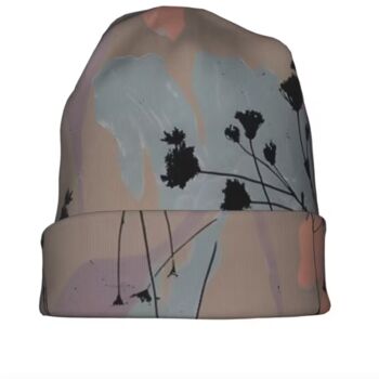 Chemo Headwear Beanie Hat Bandana Grey Pink Flowers Super Soft, 2 of 6
