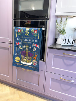 King Charles Coronation Tea Towel Blue, 6 of 11