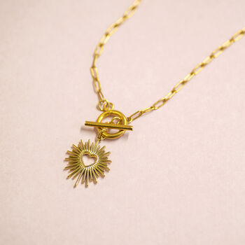 Sunburst Heart T Bar Necklace, 3 of 10