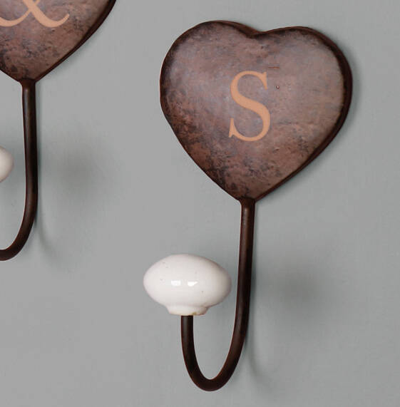 Three Personalised Cast Iron Heart Hooks By Dibor