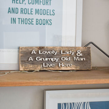Lady And Grumpy Old Man Sign Mum And Dad Reclaimed Wood, 2 of 6