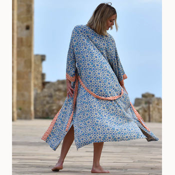 Blue Brick Road Long Kimono Dressing Gown ~ Organic Bamboo Elegant Robe, 2 of 4