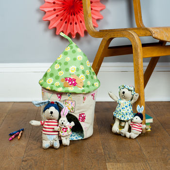 Fabric Rabbit House And Family, 2 of 4
