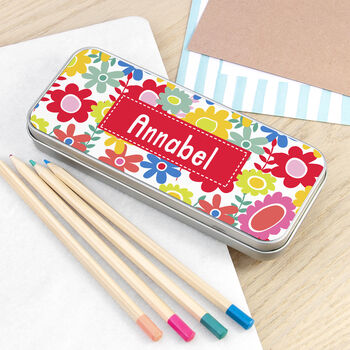 Personalised Girl's Patterned Pencil Case Tin, 3 of 10