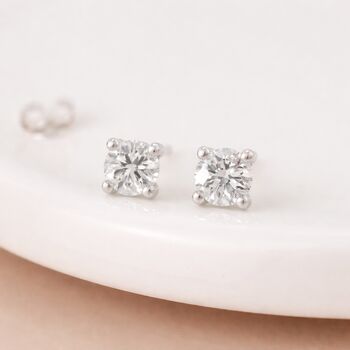 Sterling Silver Moissanite Diamond Stud Earrings, 4 of 5