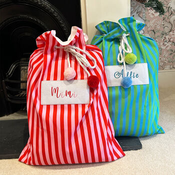 Luxury Personalised Striped Christmas Stockings, 4 of 8