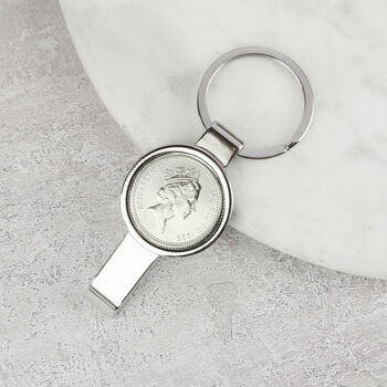 Personalised 30th Birthday Ten Pence Keyring Bottle Opener, 2 of 5