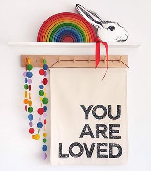 'You Are Loved' Liberty Fabric Wall Hanging, 2 of 5