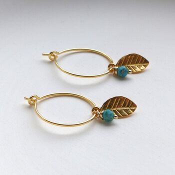 Turquoise And Vermeil Or Sterling Silver Leaf Set, 3 of 9