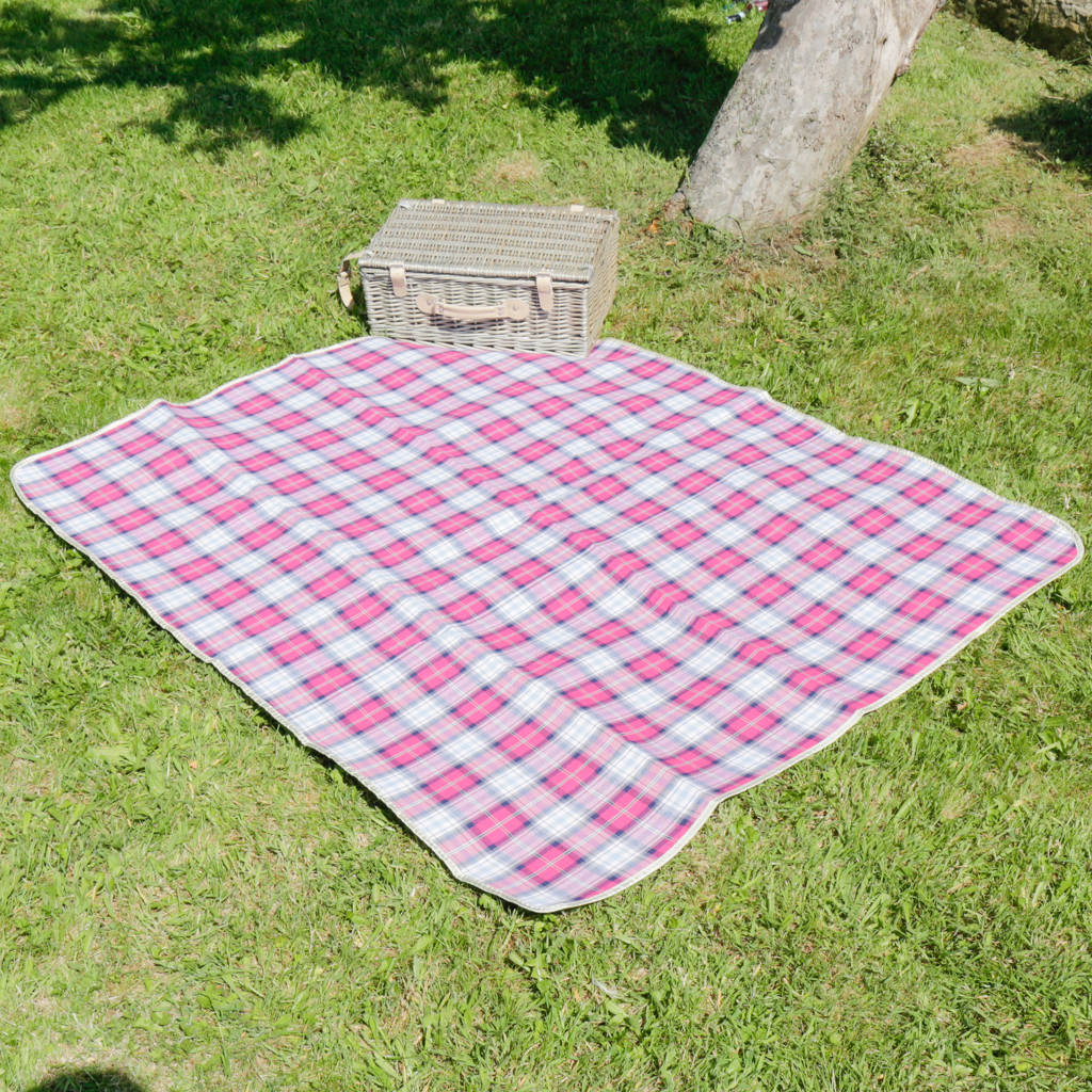 extra large pink tartan waterproof blanket by dibor