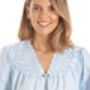 British Made Cotton Blue Embroidery Anglaise V Neck Nightdress, thumbnail 3 of 5