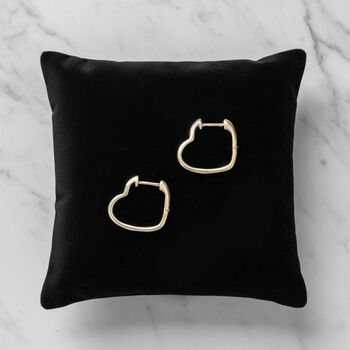 Sterling Silver Small Heart Hoop Earrings, 2 of 3